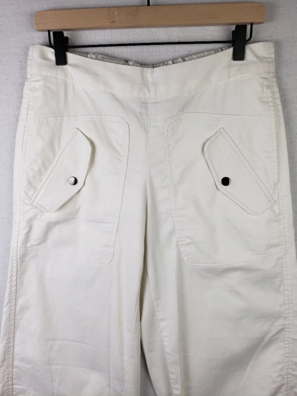Banana Republic Linen Blend Barrel Pants Stretch White Utility Minimalist size M